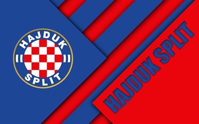 HNK Hajduk Split, 4k, red blue abstraction, logo, material design, Croatian football club, Split, Croatia, Prva HNL, football, Croatian First Football League