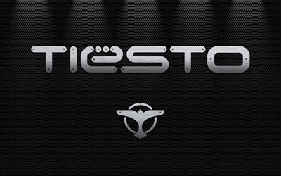 DJ Tiesto, logo, metallo, sfondo, Dj, arte, Tiesto, superstar, griglia di metallo