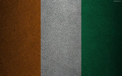 Afrika &#252;lkelerinin Fildişi Sahili bayrağı, 4K, deri dokusu, Afrika, Cote dİvoire bayrak, bayraklar, Fildişi Sahili