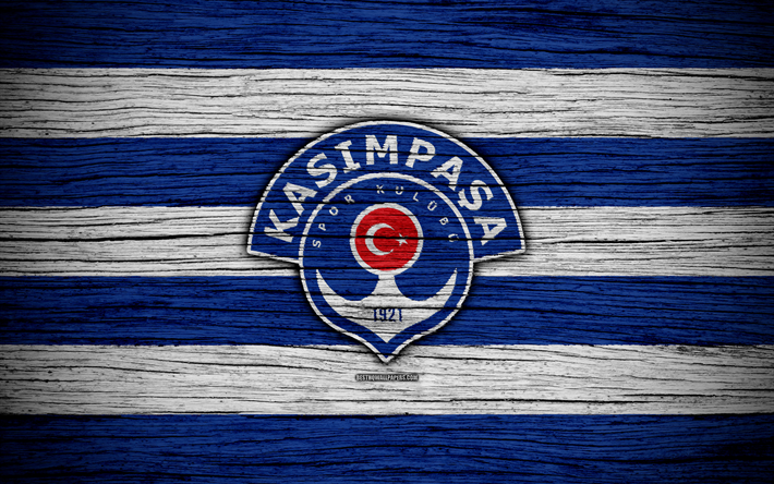 Kasimpasa, 4k, Turkey, wooden texture, Super Lig, soccer, football club, FC Kasimpasa, art, football, Kasimpasa FC