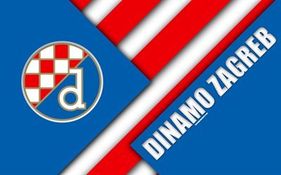 GNK Dinamo Zagreb, 4k, blue white abstraction, logo, material design, Croatian football club, Zagreb, Croatia, Prva HNL, football, Croatian First Football League, Dinamo Zagreb FC
