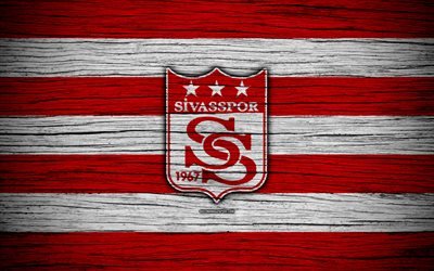 Sivasspor, 4k, Turkey, wooden texture, Super Lig, soccer, football club, FC Sivasspor, art, football, Sivasspor FC