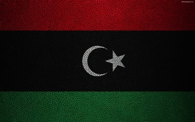フラグのリビア, 4k, 革の質感, アフリカ, リビアの国旗, 旗のアフリカ諸国, リビア