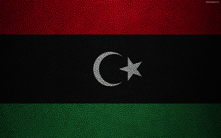 Flag of Libya, 4k, leather texture, Africa, Libyan flag, flags of African countries, Libya