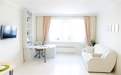 bright living room, modern interior design, minimalism, stylish interior of the living room