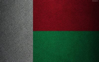 Flag of Madagascar, 4k, leather texture, Africa, Madagascar flag, flags of African countries, Madagascar