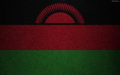 flagge von malawi, 4k, leder textur, afrika, malawi fahne, fahnen der afrikanischen l&#228;nder, malawi