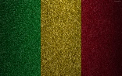 Flag of Mali, 4K, leather texture, Africa, Malian flag, flags of African countries, Mali