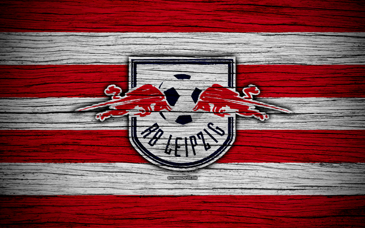 RB Leipzig, 4k, de la Bundesliga, logo, Germany, wooden, texture, FC RB Leipzig, le soccer, le football am&#233;ricain, le RB Leipzig FC