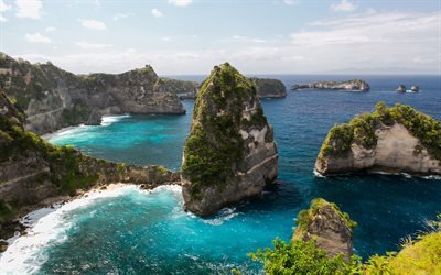 Nusa Penida Island, 4k, coast, sea, tropics, Thousand Islands, Bali, Indonesia, Malay Archipelago