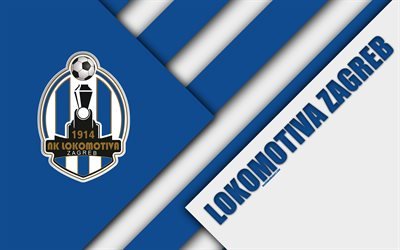 NK Lokomotiva Zagreb, 4k, blue white abstraction, logo, material design, Croatian football club, Zagreb, Croatia, Prva HNL, football, Croatian First Football League
