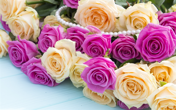 Beautiful Bouquet Of Purple Roses