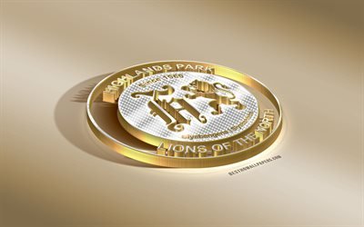 Highlands Park FC, South African Football Club, Golden Silver logotyp, Johannesburg, Sydafrika, ABSA Premiership, Premier League, 3d gyllene emblem, kreativa 3d-konst, fotboll