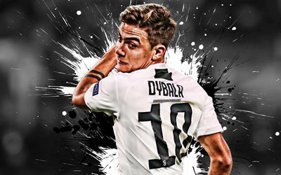 Paulo Dybala, Juventus FC, Argentinian footballer, striker, 10th number, white uniform, Juve, portrait, Serie A, Italy, football, Dybala