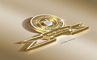 Mamelodi Sundowns FC, Etel&#228;-Afrikan Football Club, Golden Hopea logo, Pretoria, Etel&#228;-Afrikka, ABSA Valioliigassa, Premier League, 3d kultainen tunnus, luova 3d art, jalkapallo
