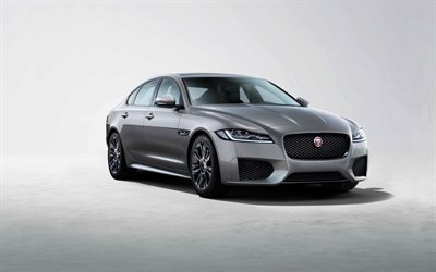 Jaguar XF, 2019, silver sports sedan, exterior, new silver XF, British cars, Jaguar