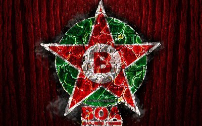 Boa FC, scorched logo, Serie B, red wooden background, brazilian football club, Boa EC, grunge, football, soccer, Boa logo, fire texture, Brazil