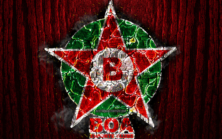 بوا FC, المحروقة شعار, دوري الدرجة الثانية, الأحمر خلفية خشبية, البرازيلي لكرة القدم, بوا EC, الجرونج, كرة القدم, بوا شعار, النار الملمس, البرازيل