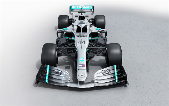 En 2019, la Mercedes-AMG W10, Formule 1, Mercedes AMG F1 W10, EQ Alimentation, Mercedes-Benz de Formule Un, Lewis Hamilton, nouvelle voiture de course F1 2019, course