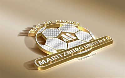 Maritzburg United FC, South African Football Club, Golden Silver logo, Pietermaritzburg, South Africa, ABSA Premiership, Premier League, 3d golden emblem, creative 3d art, football