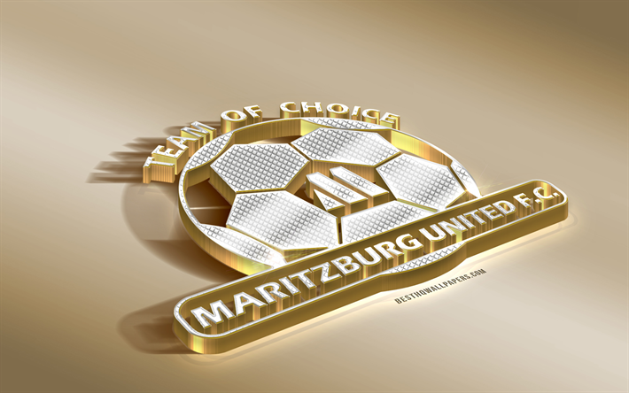 Maritzburg United FC, Etel&#228;-Afrikan Football Club, Golden Hopea logo, Pietermaritzburg etel&#228;-afrikka, Etel&#228;-Afrikka, ABSA Valioliigassa, Premier League, 3d kultainen tunnus, luova 3d art, jalkapallo