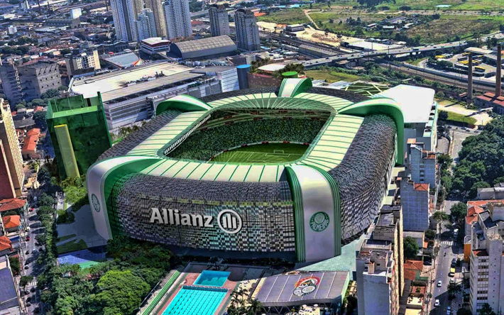 Palmeiras Stadium, ilmakuva, Allianz Parque, Tilt-Shift, jalkapallo, Kuntosali Italia-Arena, jalkapallo-stadion, Brasilia, JOS palmuja, brasilian stadioneilla, Sao Paulo, HDR