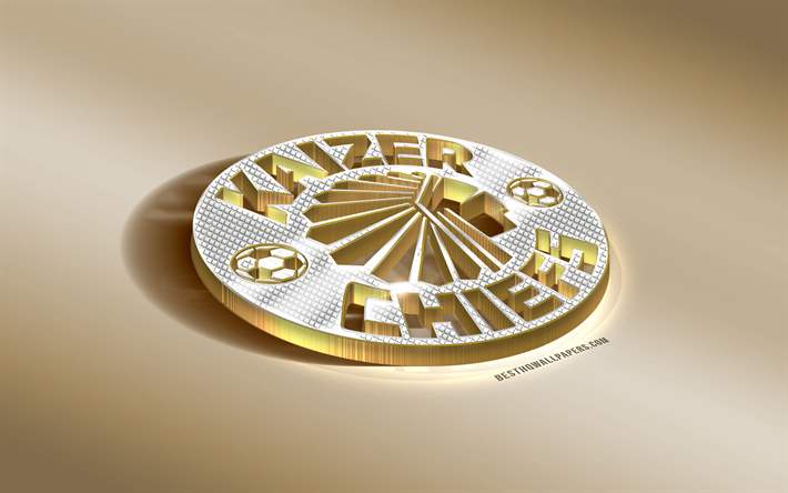 Kaizer Chiefs FC, South African Football Club, Golden Silver logo, Johannesburg, South Africa, ABSA Premiership, Premier League, 3d golden emblem, creative 3d art, football