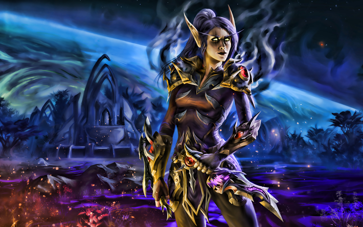 Senneria, WoW karakterleri, karanlık, World of Warcraft, savaş&#231;ı, sanat, WoW