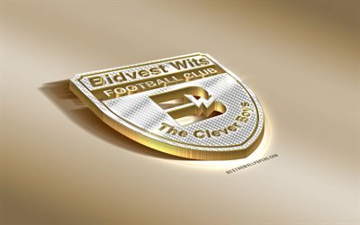 Bidvest Intelligens FC, South African Football Club, Golden Silver logotyp, Johannesburg, Sydafrika, ABSA Premiership, Premier League, 3d gyllene emblem, kreativa 3d-konst, fotboll