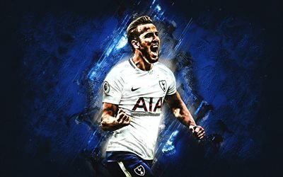 Harry Kane, Tottenham Hotspur FC, hy&#246;kk&#228;&#228;j&#228;, iloa, sininen kivi, kuuluisia jalkapalloilijoita, jalkapallo, englanti jalkapalloilijoita, grunge, Premier League, Englanti
