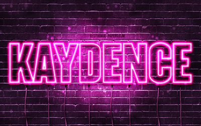 Kaydence, 4k, wallpapers with names, female names, Kaydence name, purple neon lights, horizontal text, picture with Kaydence name