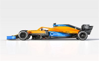 McLaren MCL35, 2020, Formel 1, side view, exteri&#246;r, racing bil, F1 2020, McLaren F1 Team