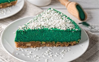 緑のチーズケーキ, お菓子, ケーキ, 緑ケーキ, 抹茶チーズケーキ