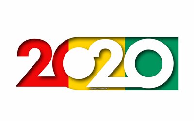La guin&#233;e 2020, le Drapeau de la Guin&#233;e, fond blanc, Guin&#233;e, art 3d, 2020 concepts, de la Guin&#233;e drapeau, 2020 Nouvel An, 2020 Guin&#233;e drapeau