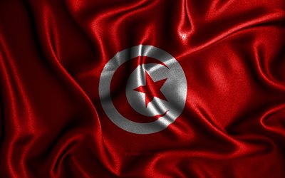 Tunisian flag, 4k, silk wavy flags, African countries, national symbols, Flag of Tunisia, fabric flags, Tunisia flag, 3D art, Tunisia, Africa, Tunisia 3D flag