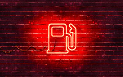 Fuel dispenser neon icon, 4k, red background, neon symbols, Fuel dispenser, neon icons, Fuel dispenser sign, transport signs, Fuel dispenser icon, transport icons