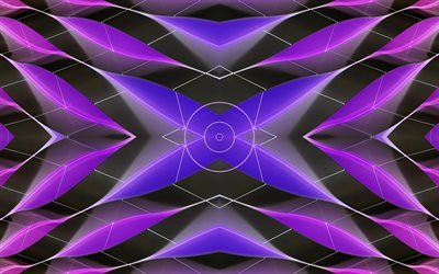 purple 3d petals, purple abstract background, 3d abstraction, purple creative background, x purple background