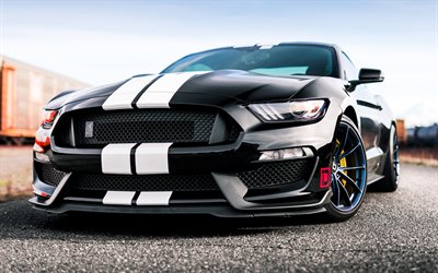 ford mustang shelby gt350, schwarzes sportcoup&#233;, mustang-tuning, schwarzer shelby gt350, amerikanische sportwagen, ford