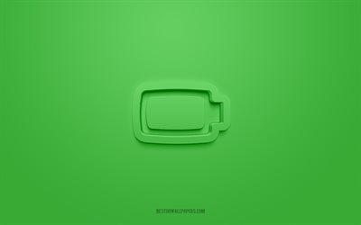Battery Full charge 3d icon, green background, 3d symbols, Battery Full charge, Electrical icons, 3d icons, Battery Full charge sign, Electrical 3d icons