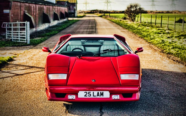 Lamborghini Countach 25 Anniversario, 4k, &#246;nden g&#246;r&#252;n&#252;m, 1989 arabalar, İngiltere versiyonu, s&#252;per arabalar, 1989 Lamborghini Countach, Lamborghini