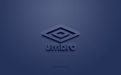 Umbro logo, blue background, Umbro 3d logo, 3d art, Umbro, brands logo, blue 3d Umbro logo