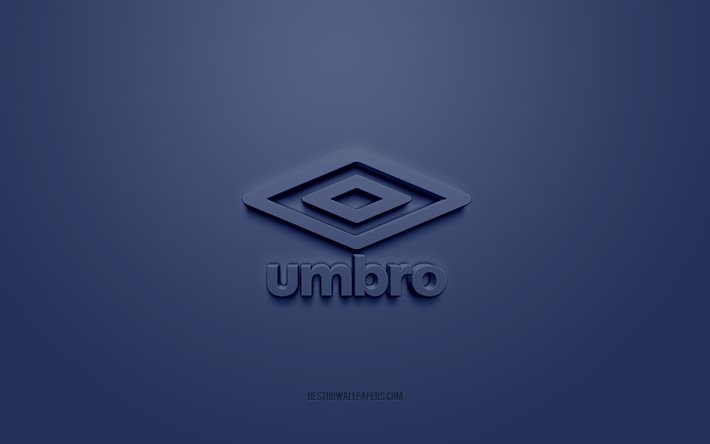 Logo Umbro, fond bleu, logo 3d Umbro, art 3d, Umbro, logo de marques, logo Umbro, logo 3d bleu Umbro