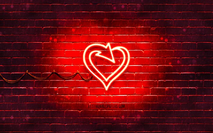 Itserakkaus neonikuvake, 4k, punainen tausta, neonisymbolit, Itserakkaus, neonikuvakkeet, Itserakkausmerkki, rakkausmerkit, Itserakkauskuvake, rakkauskuvakkeet