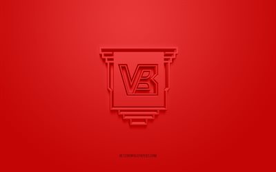 Vejle FC, creative 3D logo, red background, 3d emblem, Danish football club, Danish Superliga, Vejle, Denmark, 3d art, football, Vejle FC 3d logo
