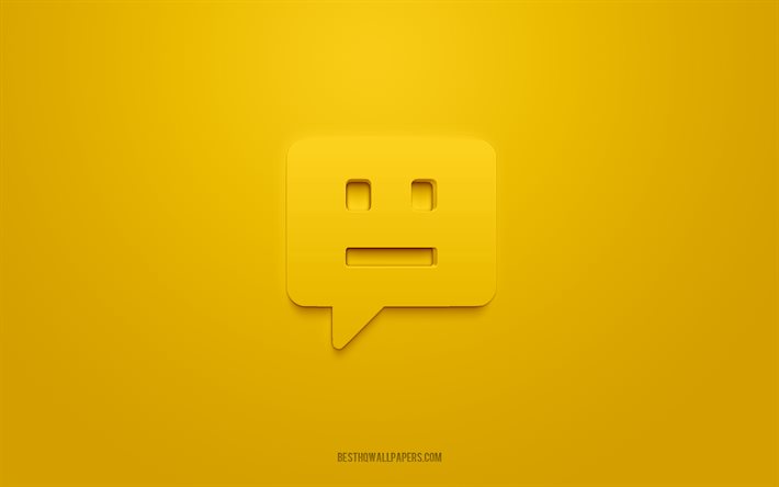 Chatbot 3d icon, yellow background, 3d symbols, Chatbot, Chat icons, 3d icons, Chatbot sign, Chat 3d icons