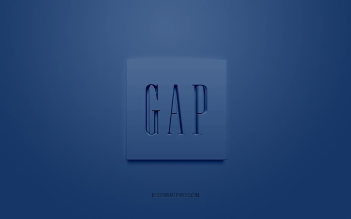Gap logosu, mavi arka plan, Gap 3d logosu, 3d sanat, Gap, marka logosu, mavi 3d Gap logosu