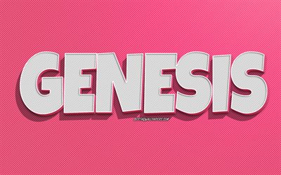 Genesis, pembe çizgiler arka plan, isimli duvar kağıtları, Genesis adı, kadın isimleri, Genesis tebrik kartı, çizgi sanatı, Genesis adıyla resim