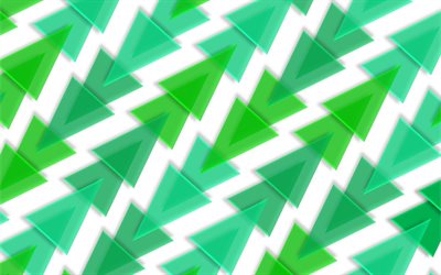 sfondo di astrazione verde, sfondo di triangoli verdi, sfondo di triangoli di vetro, sfondo di astrazione a spina di pesce, astrazione geometrica