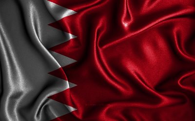 Bahraini flag, 4k, silk wavy flags, Asian countries, national symbols, Flag of Bahrain, fabric flags, Bahrain flag, 3D art, Bahrain, Asia, Bahrain 3D flag