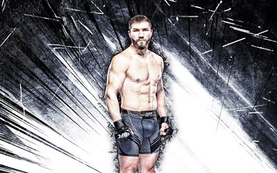 4k, Ion Cutelaba, grunge art, moldovan fighters, MMA, UFC, Mixed martial arts, white abstract rays, Ion Cutelaba 4K, UFC fighters, MMA fighters